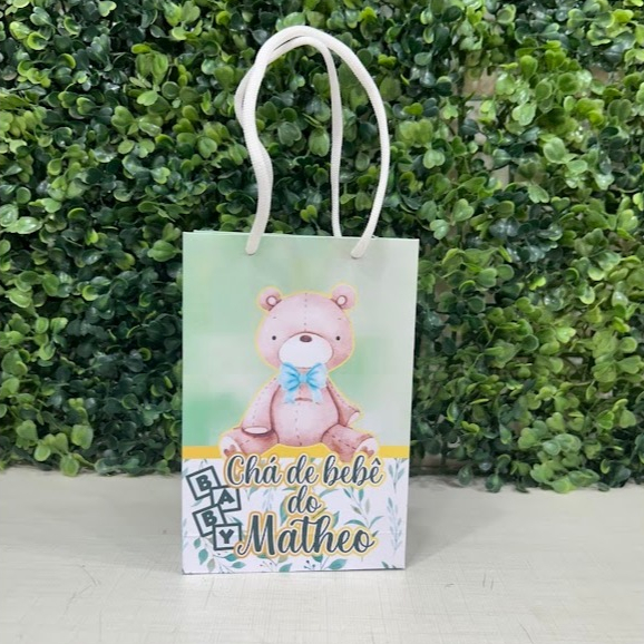 Sacolinha ursinho - chá de bebê - Ursinho Aquarela - PEGUE E MONTE - Personalizados - Lembrancinhas - kit festa