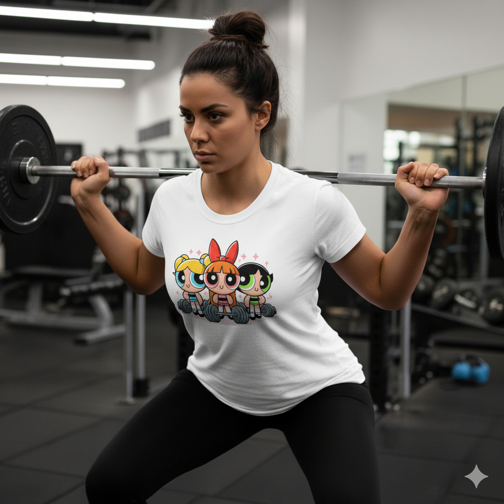 Camiseta T-Shirt Branca Meninas Super Poderosa, Treino, Academia, Correr, Malhar com Estilo. (Envio Rápido)