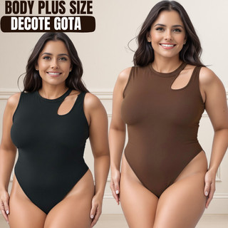 Body plus size regata suplex alcinha blusinha plus size moda elegantge bory marrom body preto
