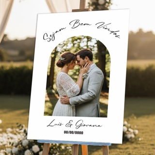 Quadro Placa Decorativa Casamento 60x40cm com Foto e Nome dos Noivos Ideal para Recepção Cerimônia em Oferta na Shopee