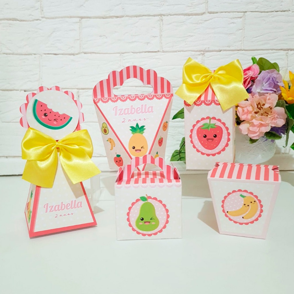 Kit Pegue Monte 15 a 60 Caixinhas Personalizados Frutinhas Caixinhas Lembrancinhas de Aniversário