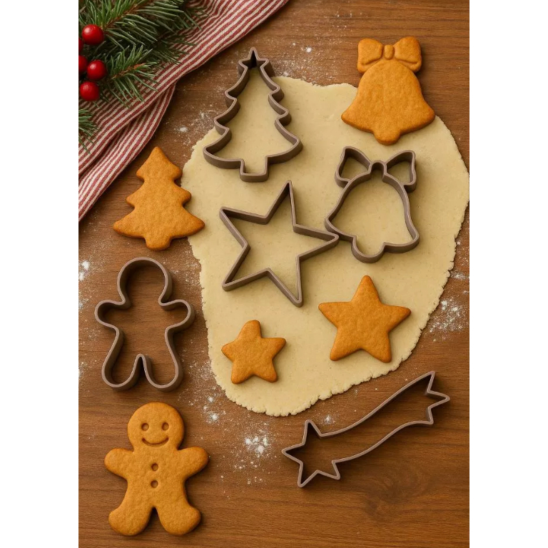 KIT C/5 Cortador Massas Biscoito natalino Pasta Americana Artigo de Confeitaria Natal Biscoito