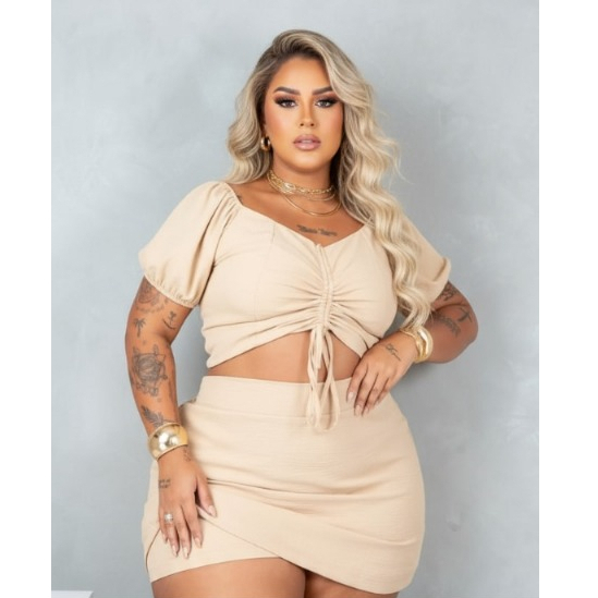 Conjunto Feminino Plus Size Shorts+cropped Gg G1 G2 Festa em Oferta na Shopee