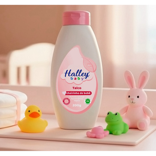 1 Frasco Talco Infantil Cheirinho de Bebê Rosa - Menina - Perfuma e Protege Hipoalergenico Vegano Halley Baby 200 gramas em Oferta na Shopee