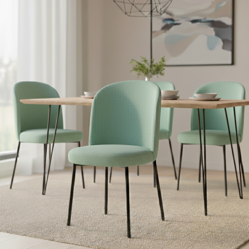 (COMBO COM  2) Cadeiras de Jantar Lua Base de Metal Preto - Kit Cadeira Poltrona de Jantar