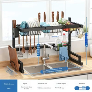 Escorredor Kitchen Rack Aço Inoxidável Preto, 85cm Ajustável escorredor de louça inox, escorredor de pratos em Oferta na Shopee