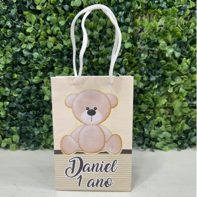 Sacolinha Ursinho - Ursinho Marrom - chá de bebê - PEGUE E MONTE - Personalizados - Lembrancinhas - kit festa