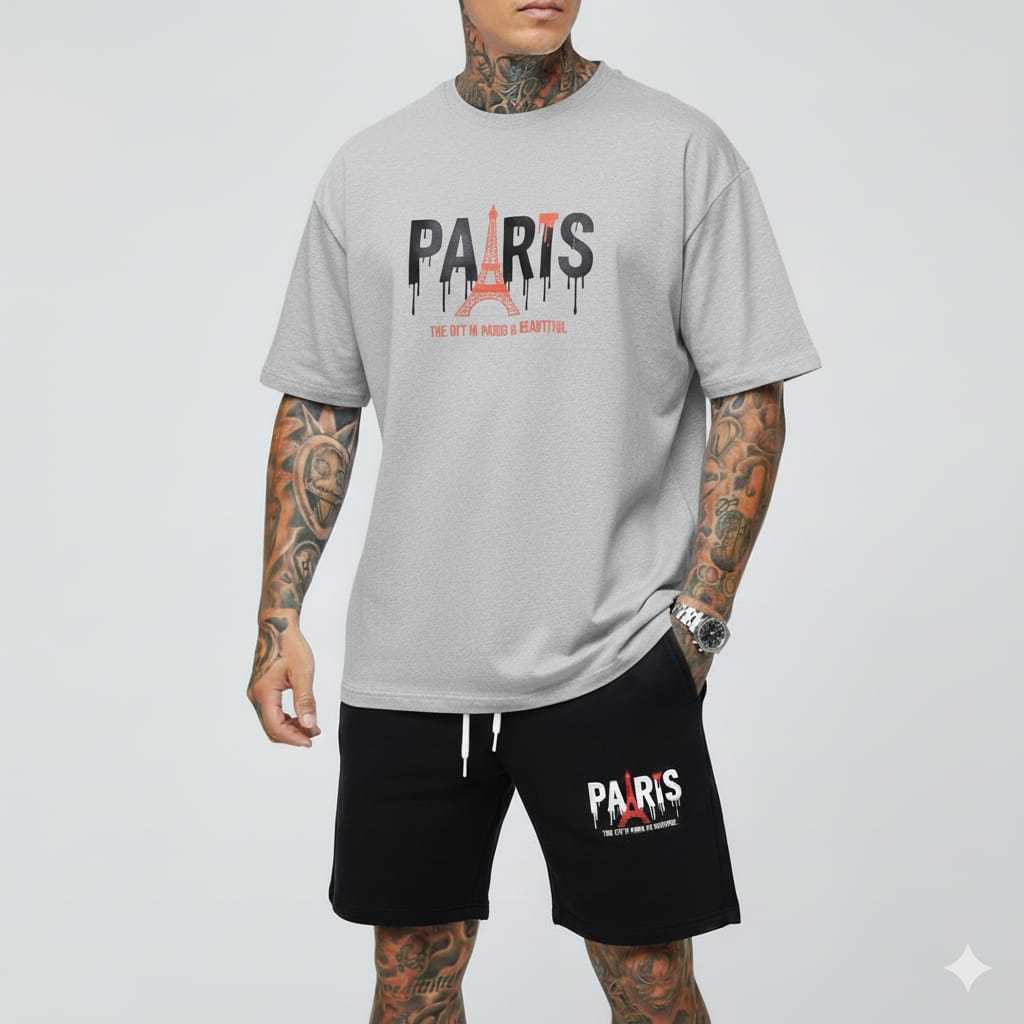 Conjunto Paris Masculino – Camiseta 100% Algodão + Bermuda Tectel Estilo Streetwear Premium