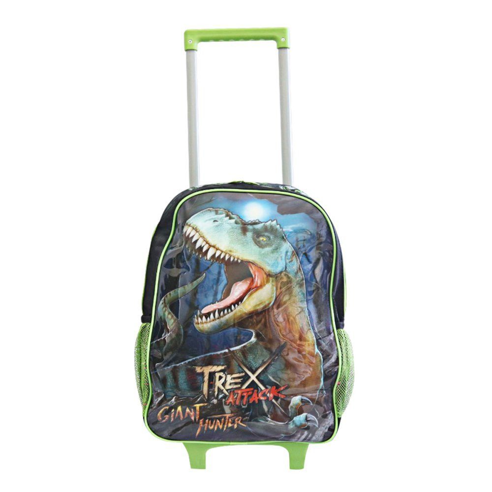 Mochila Escolar Infantil de Rodinhas Dinossauro T-Rex