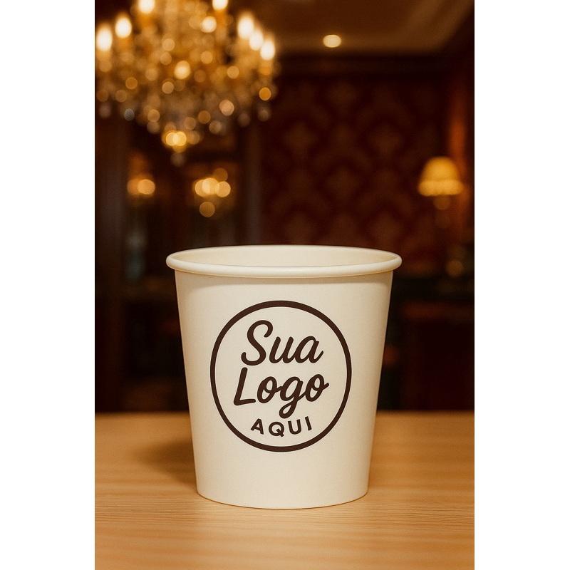 Kit 50 Copos Personalizados Café 110ml Biodegradável Papel Luxo Sua Logo em Oferta na Shopee