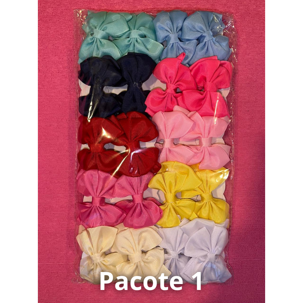Kit (20 Laços) Bico de Pato Cabelo Infantil Gorgorão - Modelos Variados [Cores Sortidas] em Oferta na Shopee