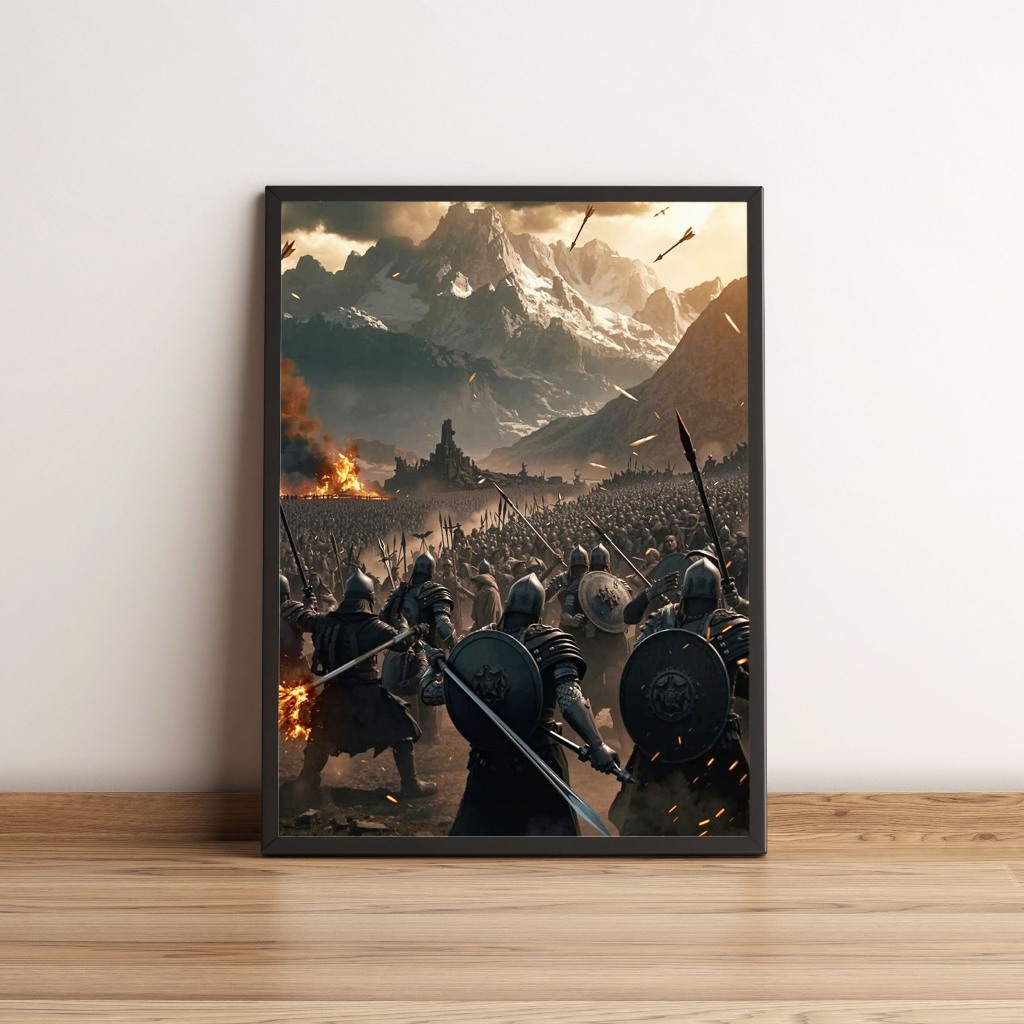 Quadro com Exército Medieval em Batalha Épica 3502