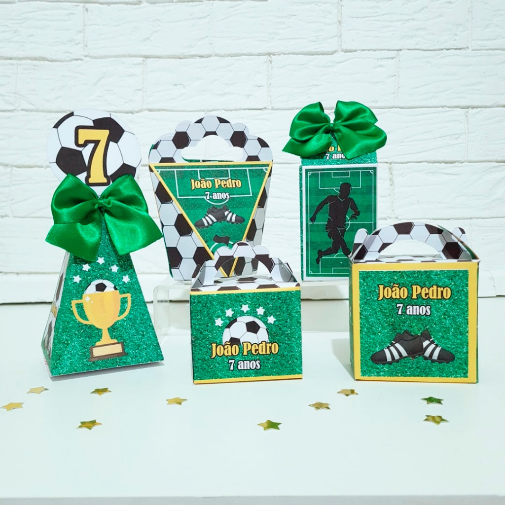 Kit Pegue Monte 15 a 60 Caixinhas Personalizados Futebol Caixinhas Lembrancinhas de Aniversário