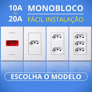 Tomada 10A 20A Amperes Simples Dupla Tripla Modular 4x2 Pluzie em Oferta na Shopee