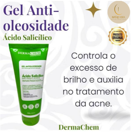 Kit Completo Skincare Anti Oleosidade DermaChem | Ácido Salicílico | Sabonete Facial + Sérum + Gel Hidratante + Esfolian
