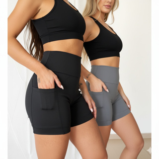 Kit 2 Shorts Com Bolso Lateral Feminino Fitness Para Academia em Oferta na Shopee