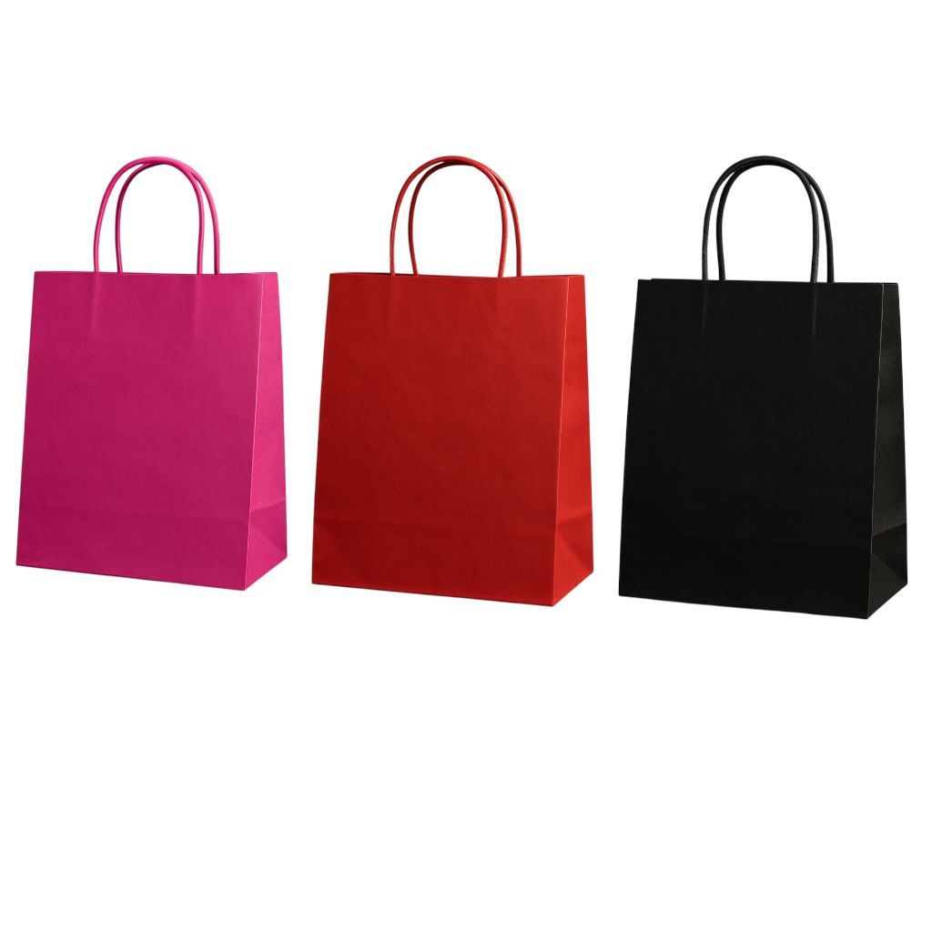 10 sacolas de papel  kraft coloridas 14x22 ao 30x38 em Oferta na Shopee