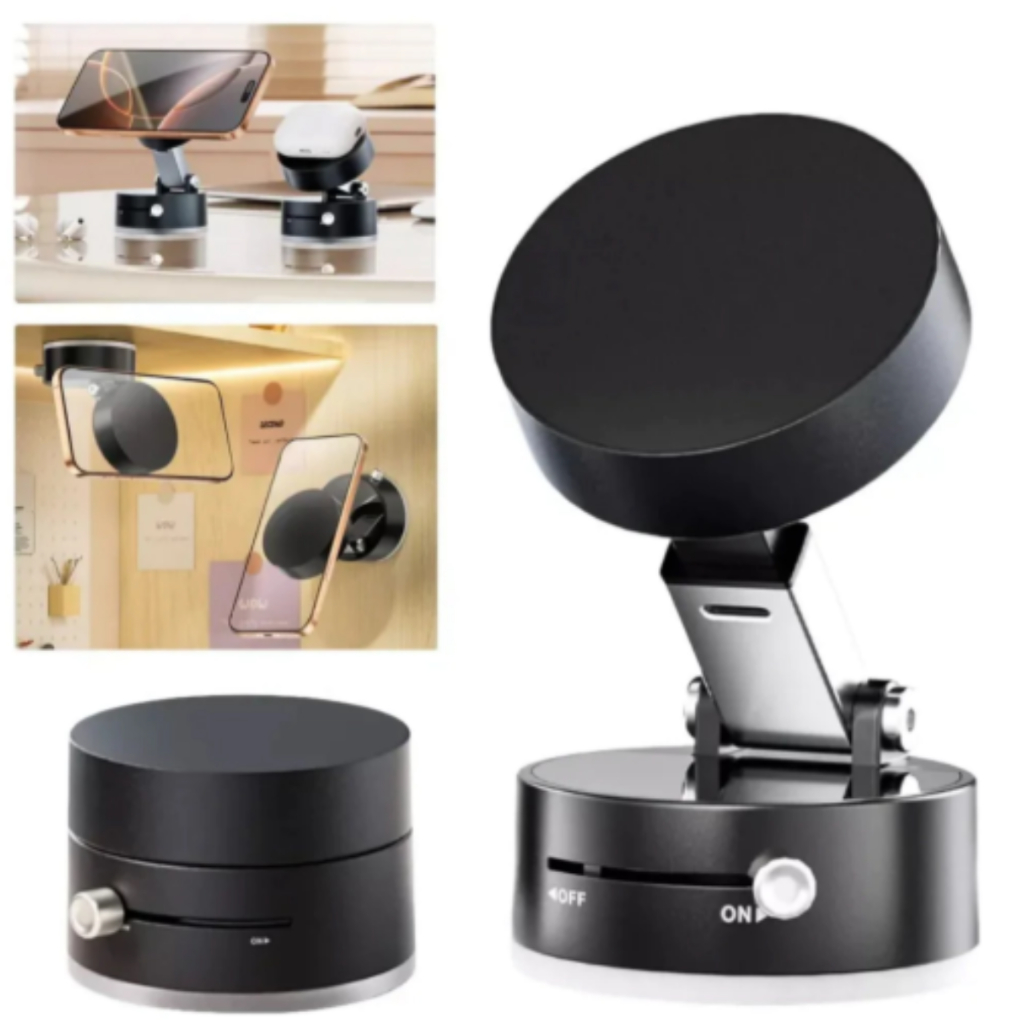 Suporte Celular Magnético com Ventosa 360° Dobrável Portátil para Carro, Mesa e Escritório