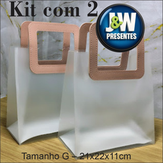 Sacola Transparente Fosca Reforçada Alça de Couro em Oferta na Shopee