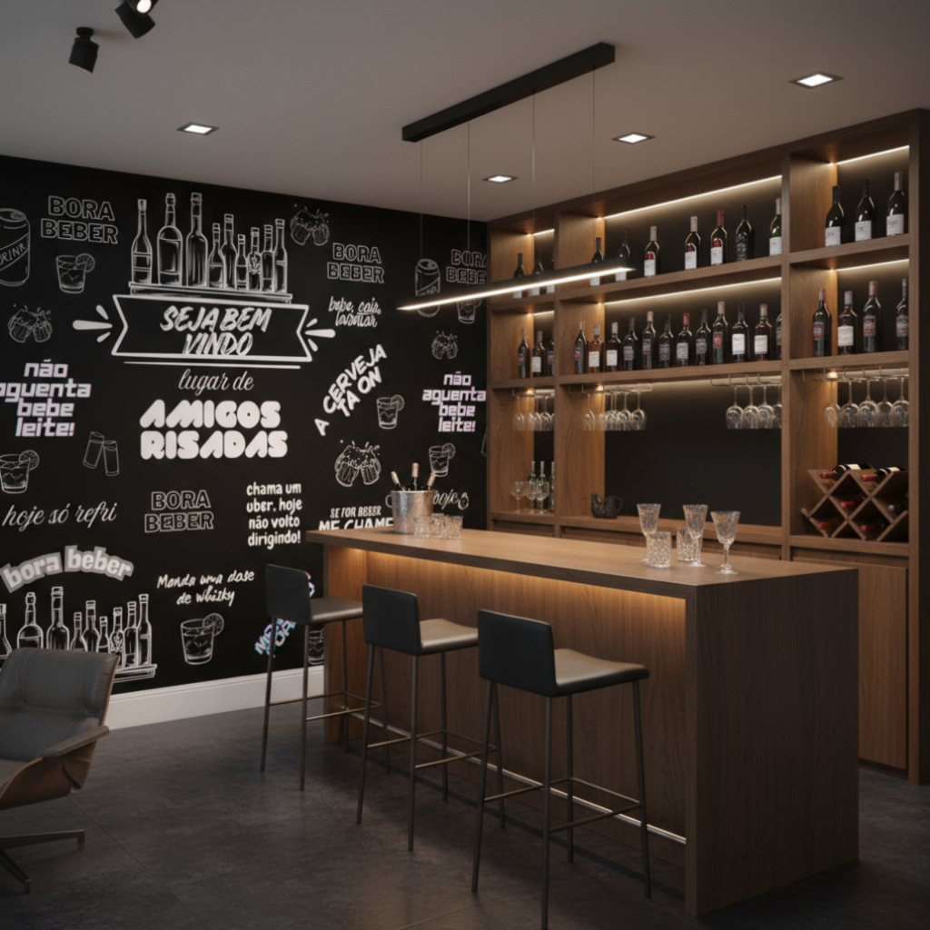 Papel de Parede Adesivo para Bar, Boteco Adega e Pub Personalizado em Oferta na Shopee