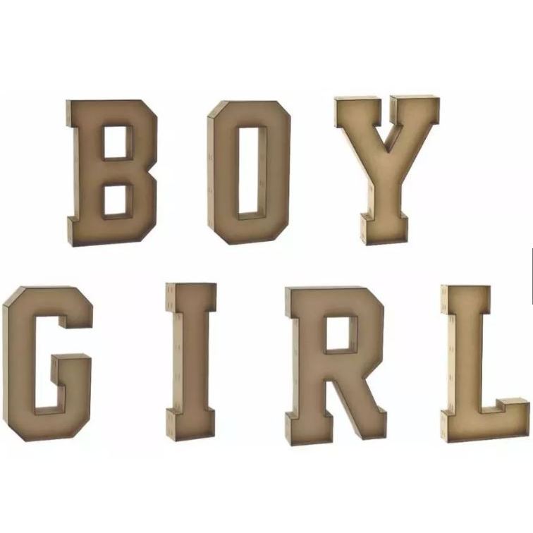 Letra Caixa 100cm BOY GIRL Decoração Festa Chá Revelação Iluminação LED