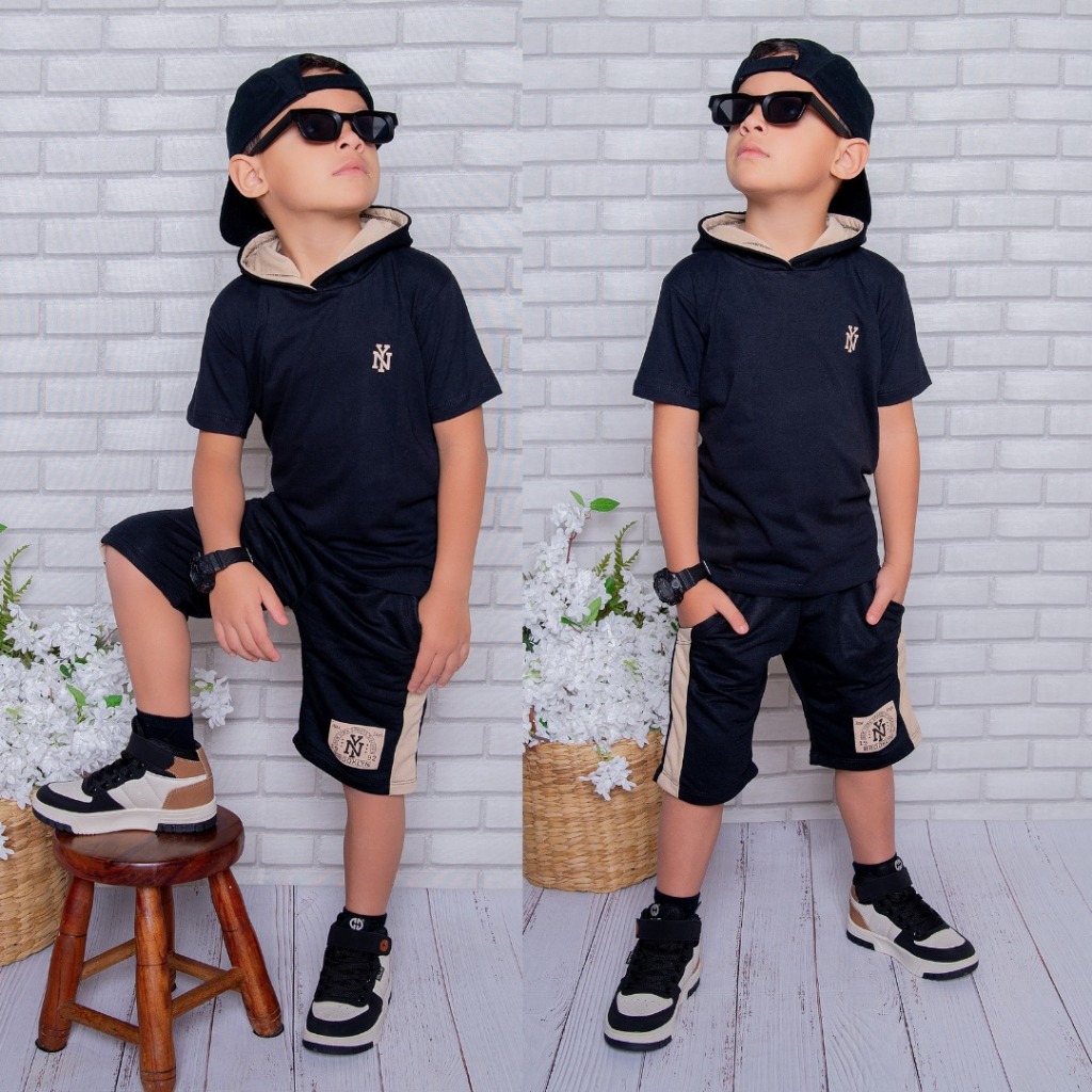 Conjunto Infantil Menino Lançamento  Verão Camisa 100% Algodão e Bermuda  Veste do 2 ao 14 anos