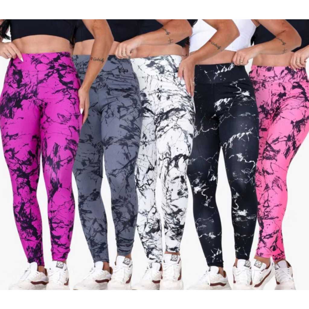 Kit 5 Calça Legging Academia Feminina Cos Alto Fitness Treino Cross Fit Caminhada Corrida Look Confortavel