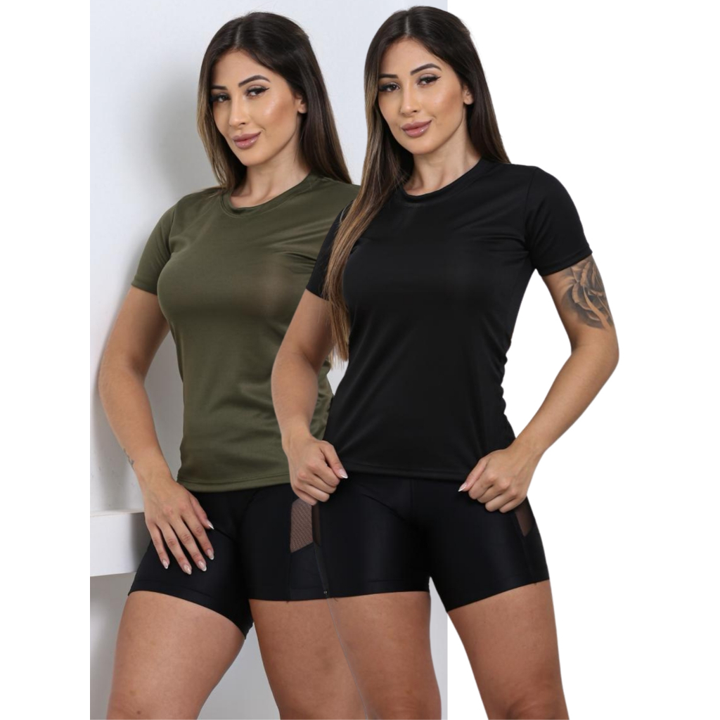 KIT 2 Blusa Feminina DRYFIT Babylook Para Academia Corrida de Rua Fitness Leve Respirável em Oferta na Shopee