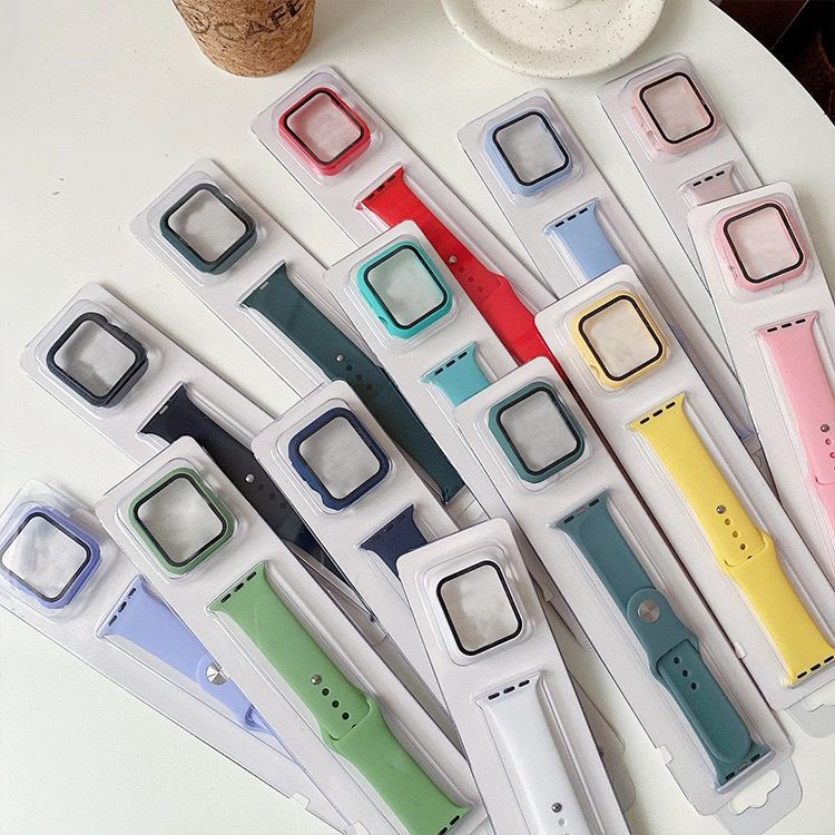 Pulseira de Silicone Capa Protetora para Apple Watch Compatível com Todos os Tamanhos 38/40/41/42/44/45/49