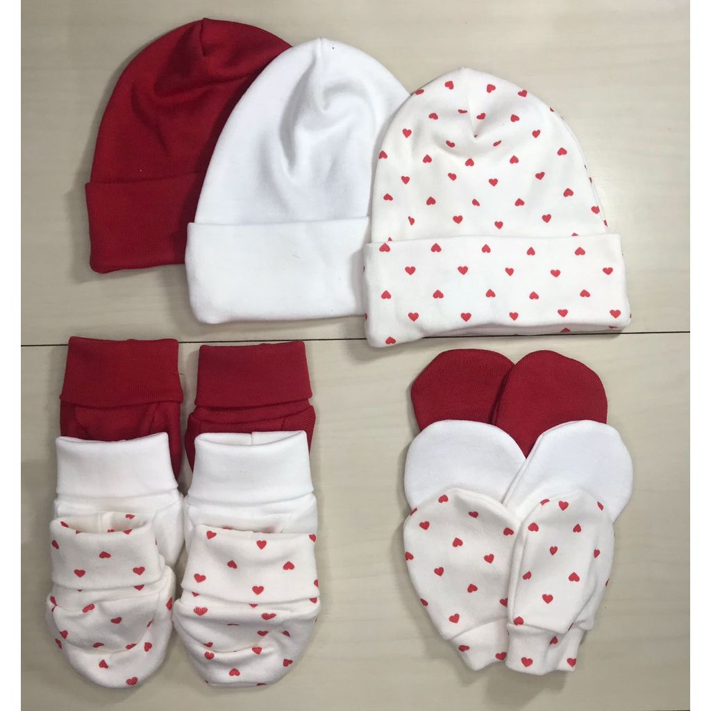 Kit Touca, Luva e Pantufa para Bebê – 3 Peças Suedine 100% Algodão Bebê Enxoval Maternidade Estampado Menina