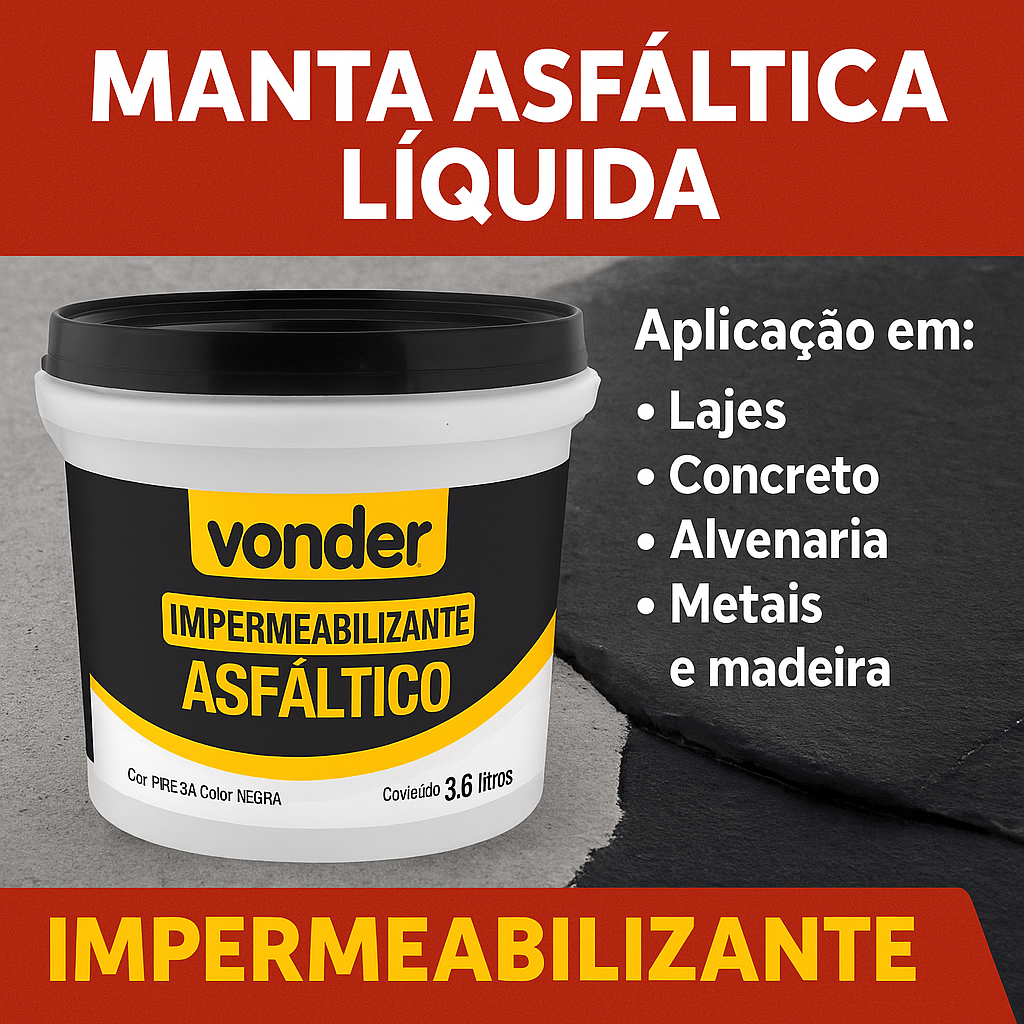 Impermeabilizante Asfáltico Manta Líquida Veda Laje 3,6L Preto Proteção Contra Infiltrações em Oferta na Shopee
