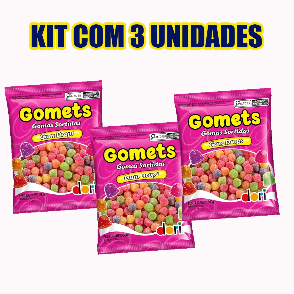 Goma Gomets 500gr Dori Sortido Kit com 3 Unidades - Envio de imediato