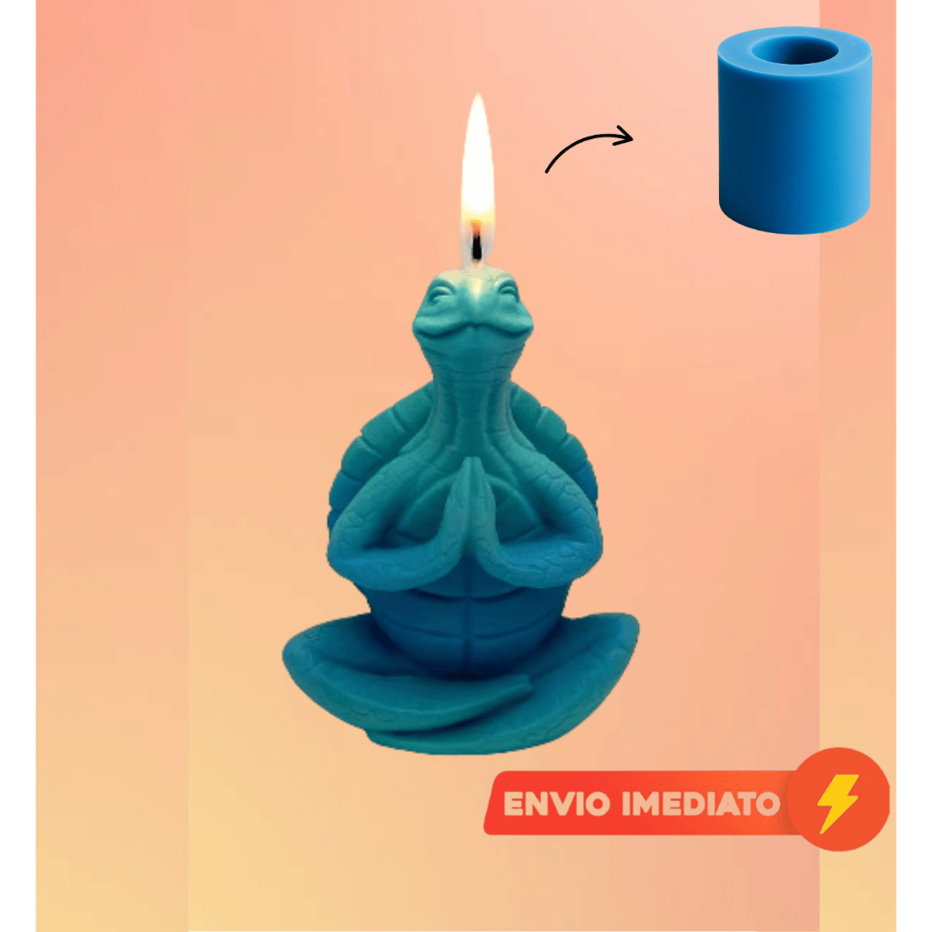 Imagem Molde de Silicone Tartaruga Zen Meditando - Para Artesanato com Resina, Vela, Gesso e Sabonete