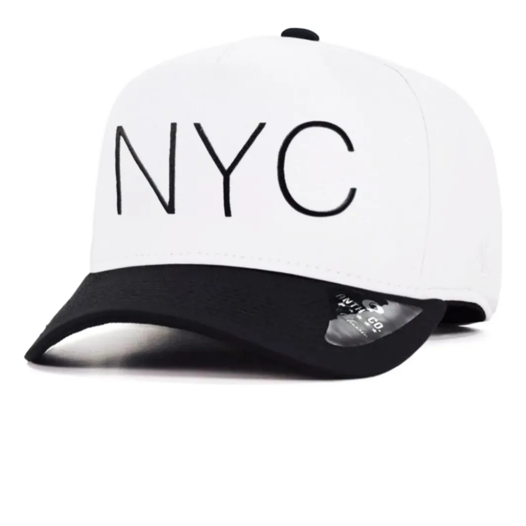 Boné Hype Aba Curva NYC New York City Bandeirinha USA - Branco com Preto