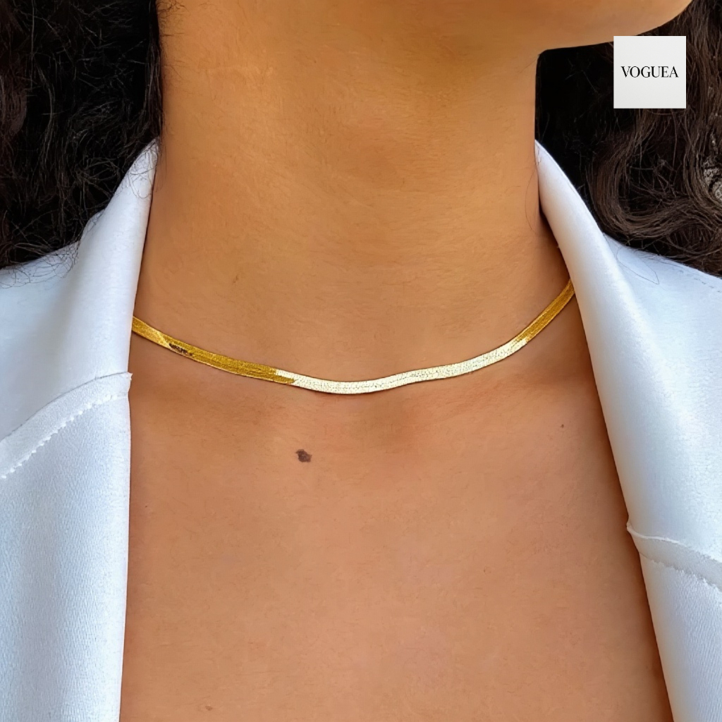 Choker Gargantilha Fio Dourado liso laminado metalizado Banhado a Ouro 18k