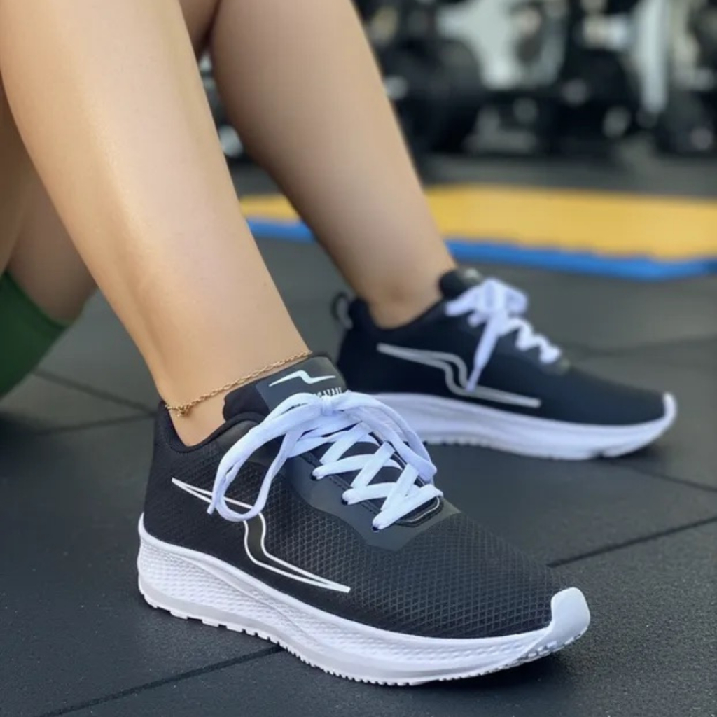 Tênis Feminino Academia Preto - Tenis Feminino Macio Treino Caminhada Esportivo Corrida