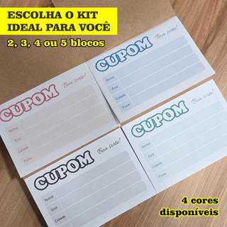 Blocos de Cupom para Sorteio - Kit com 2, 3, 4 ou 5 blocos - 100 Folhas cada em Oferta na Shopee