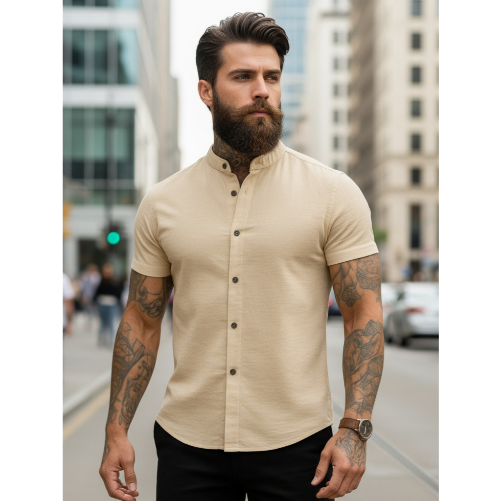 Camisa Masculina Manga Curta Gola Padre – Qualidade Premium | Conforto e Estilo para o Seu Dia a Dia em Oferta na Shopee