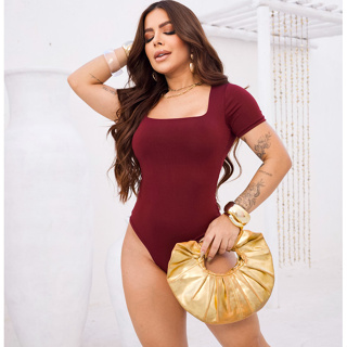 Body Feminino Decote Quadrado Manga Curta Tecido Suplex Moda Verão Tendência em Oferta na Shopee