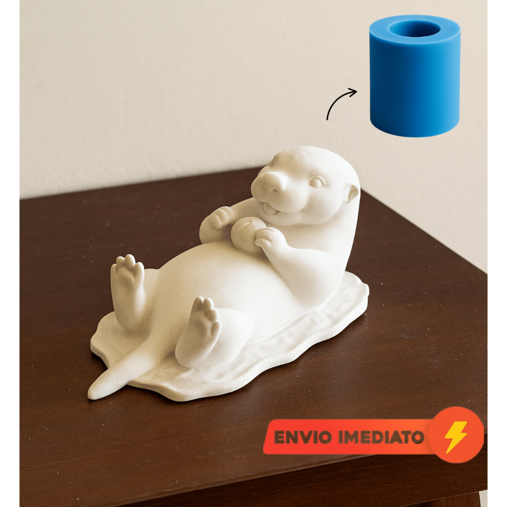 Forma Molde Silicone Lontra Deitada para Vela, Sabonete, Resina, Gesso e Artesanato Criativo