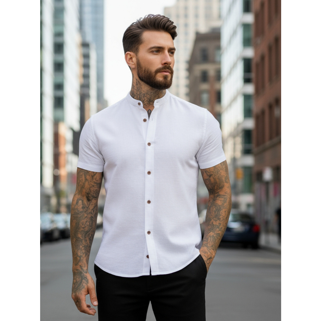 Camisa Masculina Manga Curta Gola Padre – Qualidade Premium | Conforto e Estilo para o Seu Dia a Dia em Oferta na Shopee