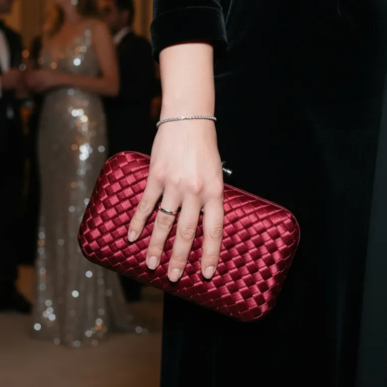 Clutch Box LaytonVivian F73 Tramada Fecho Laço Superior Elegante Corrente Removível em Oferta na Shopee