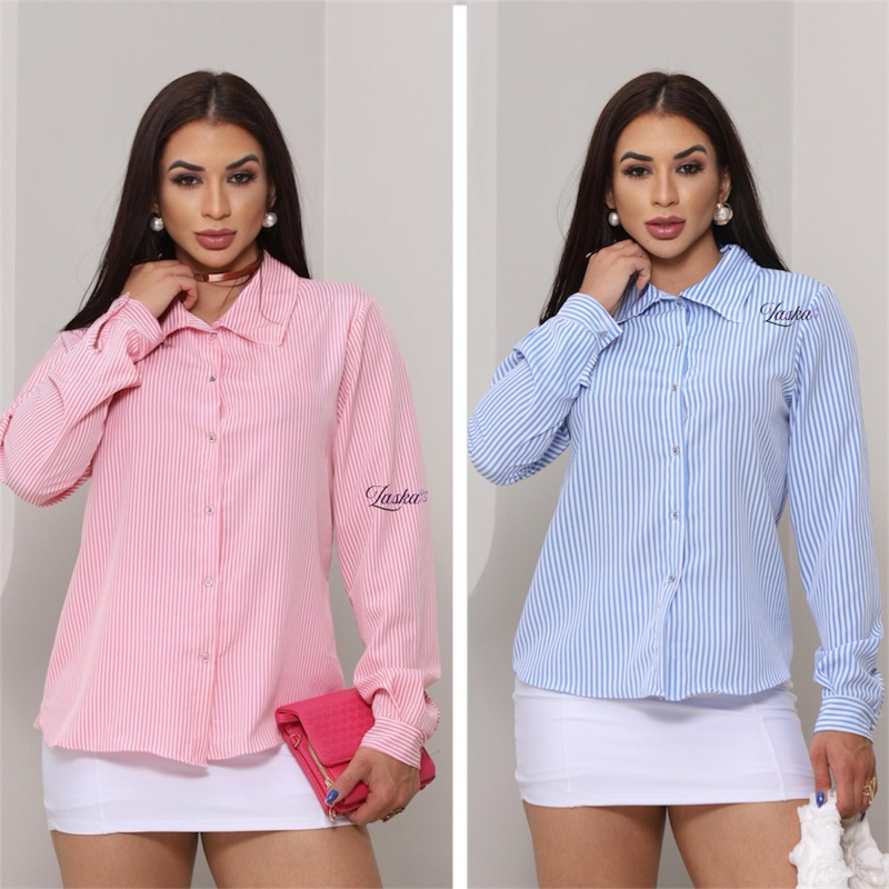 Blusa Femenina Estilosa Manga Longa com Botões Moda Casual