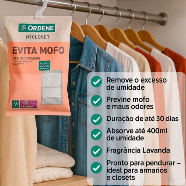 Desumidificador para Armários com Gancho Lavanda 180g My Closet Ordene