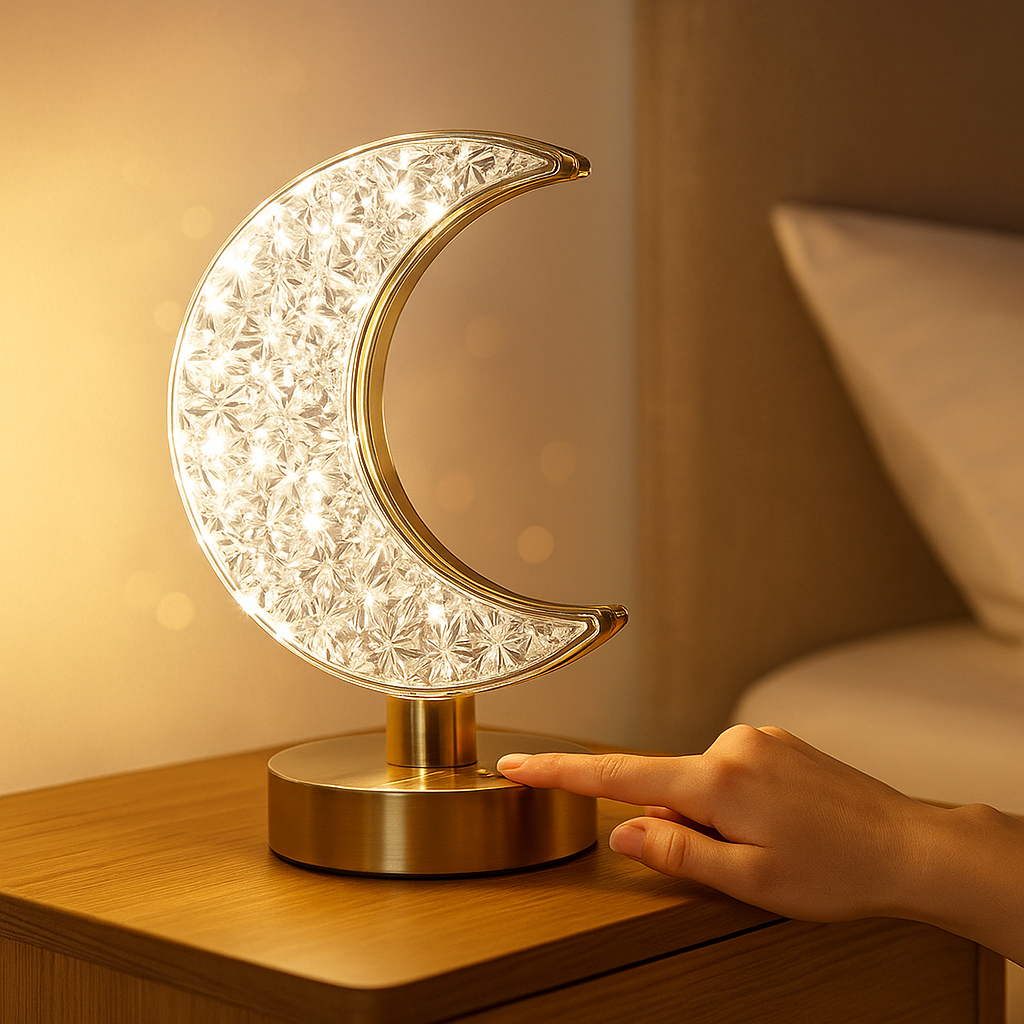 Luminária Lua LED de Mesa USB 3 Cores Toque – Decorativa Portátil 19cm