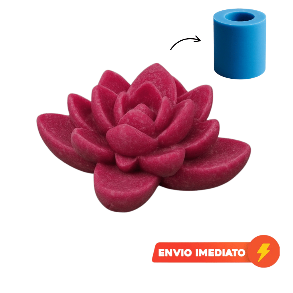 Molde de Silicone Flor de Lotus p/ Vela Artesanal, Sabonete, Resina, Gesso, Sabonete e Chaveiros