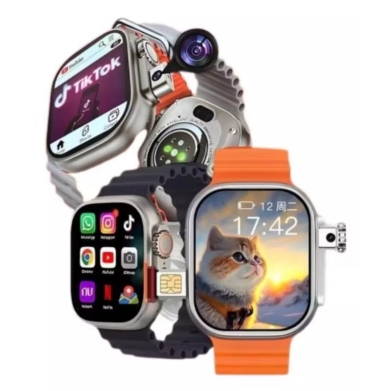 Smartwatch android com entrada chip wi-fi  câmera frontal e traseira 64GB relógio inteligente em Oferta na Shopee