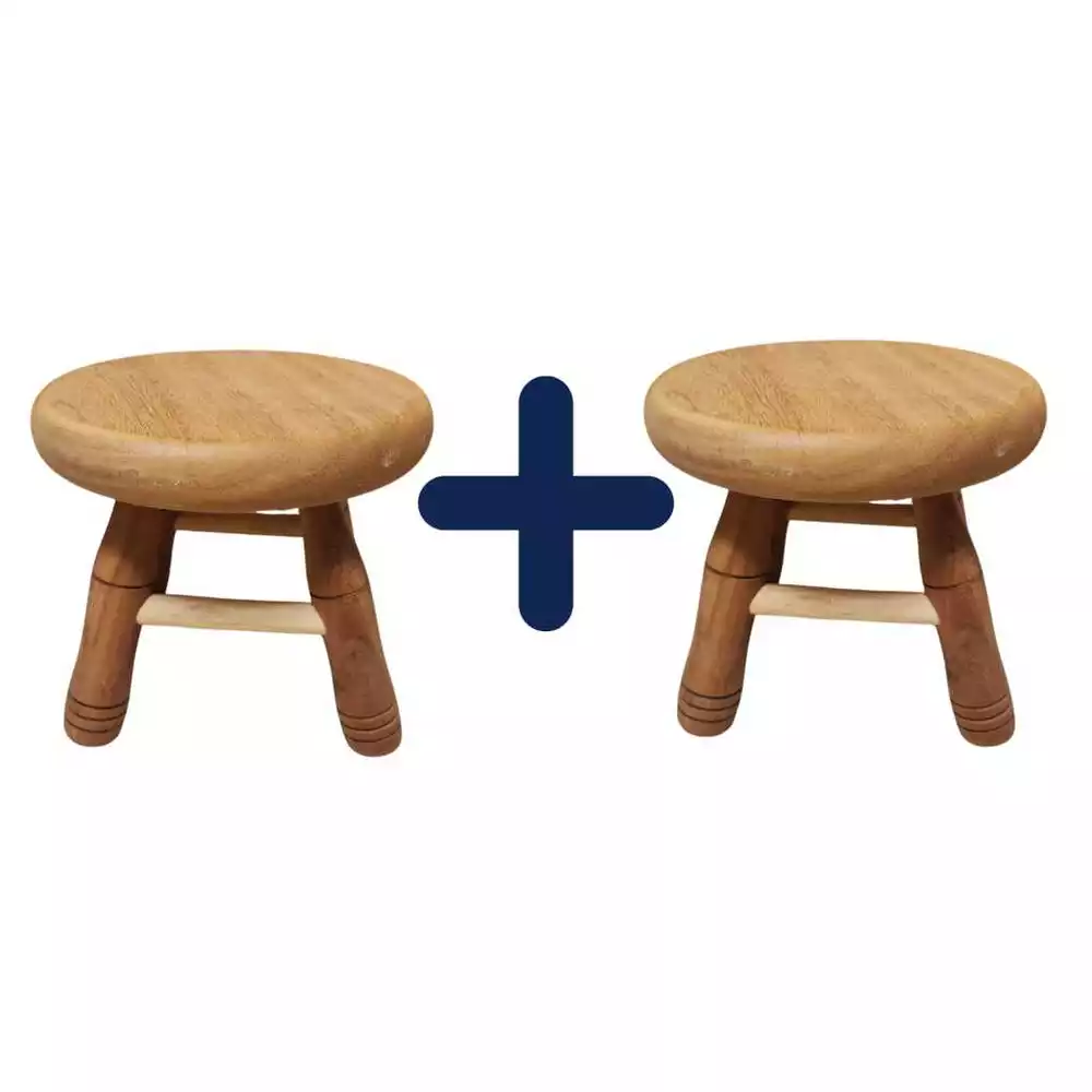 Kit 2 Banquinhos Pequenos 21 cm em madeira maciça - decoração manicure infantil 21 cm de altura