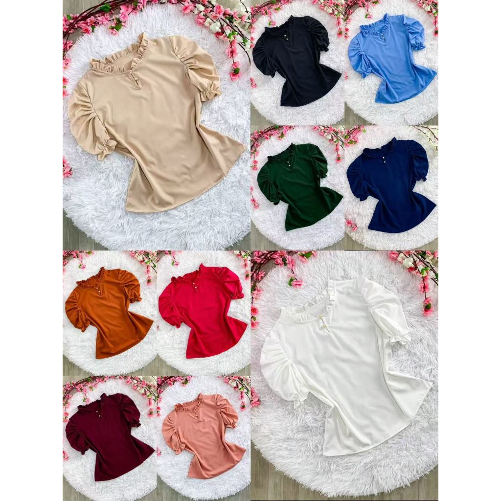 Blusa Feminina Elegância com Babados e Manga Bufante -086