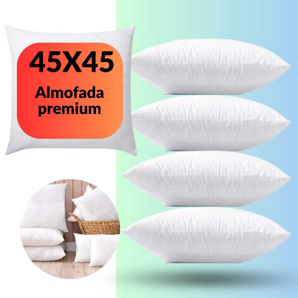 Kit 4 Unidade Refil Enchimento Para Almofadas e Capa Decoração 45x45cm em Oferta na Shopee